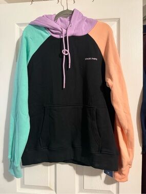 Spark Paws Colorblock Crewneck Hoodie - Black with Mint, Peach & Lavender